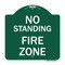 Signmission Designer Series Sign-No Standing Fire Zone, Green & White Aluminum Sign, 18" x 18", GW-1818-23584 A-DES-GW-1818-23584 - alternate 1